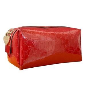 GUCCI GG Patent Leather Pouch Red
